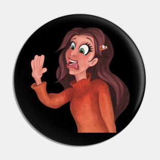 Scared Girl Halloween Spooked Spooky Pin