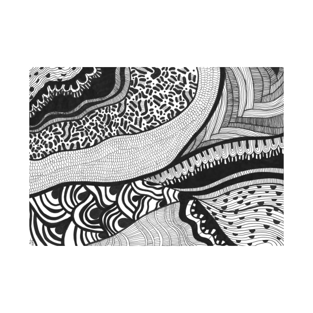 Abstract black and white pattern inspired by zentangle by Nathalodi