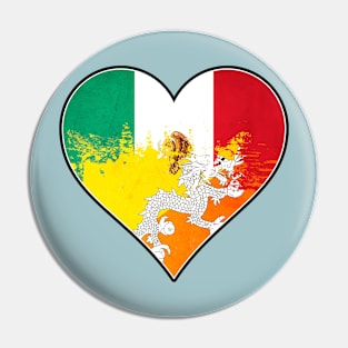 Mexican and Bhutanese Heart Mix Heritage Flag Pin