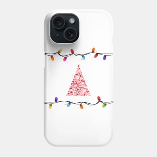 Colorful Christmas light bulb frame with made of red stars Christmas tree Phone Case