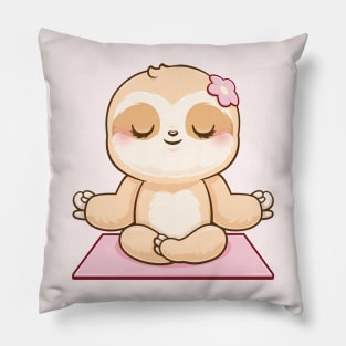 Cute Sloth Meditating Girl Pillow