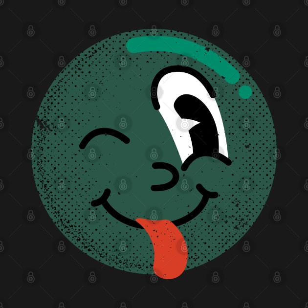 Winking tongue out emoji green by szymonkalle