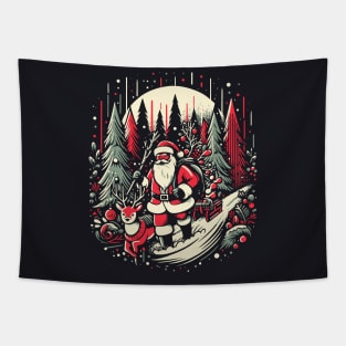 santa on forest tshirt design Tapestry