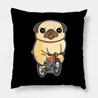 Pug Puppy Riding Bicycle Adorable Dog Bike Ride Pillow