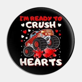 Valentines Day Monster Truck Boys Toddler I Crush Hearts Monster Truck Boys Toddler I'm Ready to Crush Hearts Pin