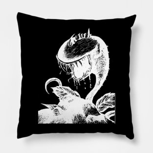 The Great Chomper (White on Black) Pillow