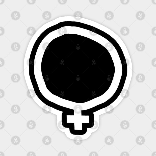 Minimal Female Gender Symbol White Line Magnet by ellenhenryart