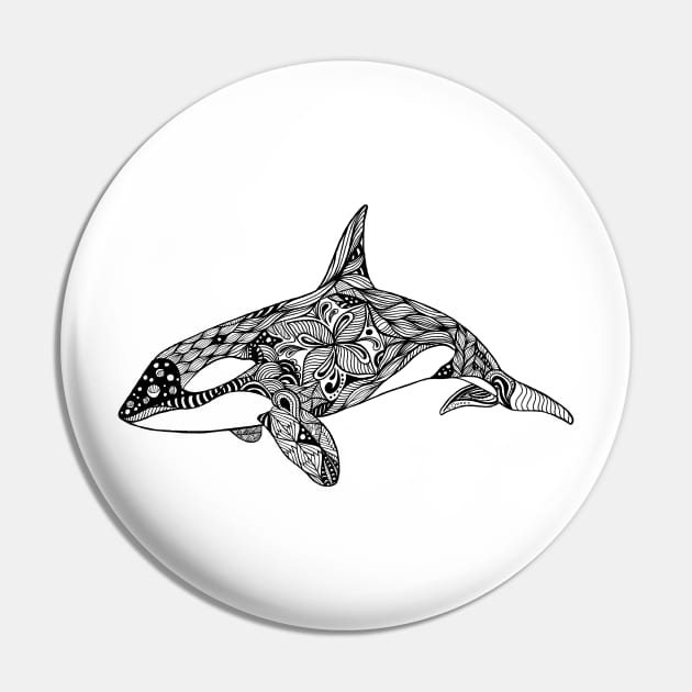 Zentangle style orca Pin by Prettielilpixie