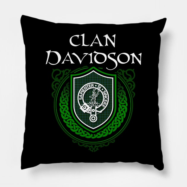 Clan Davidson Surname Scottish Clan Tartan Crest Badge Pillow by Celtic Folk