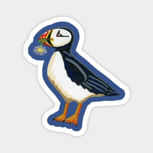 Gouache Flower Puffin Magnet