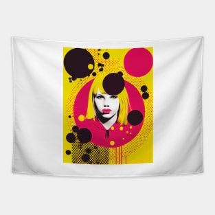 Abstract pop art style young woman portrait Tapestry