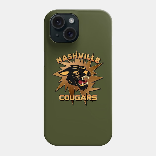 Nashville Cougars Retro Team 1970's Style Full Color Design 2 Phone Case by SunGraphicsLab