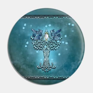 Wonderful celtic cross with crows Pin