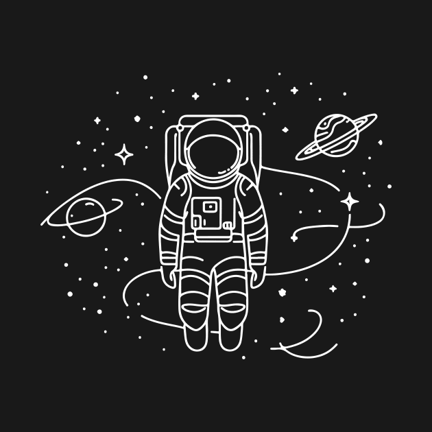 astronaut one line art drawing continous by art poo