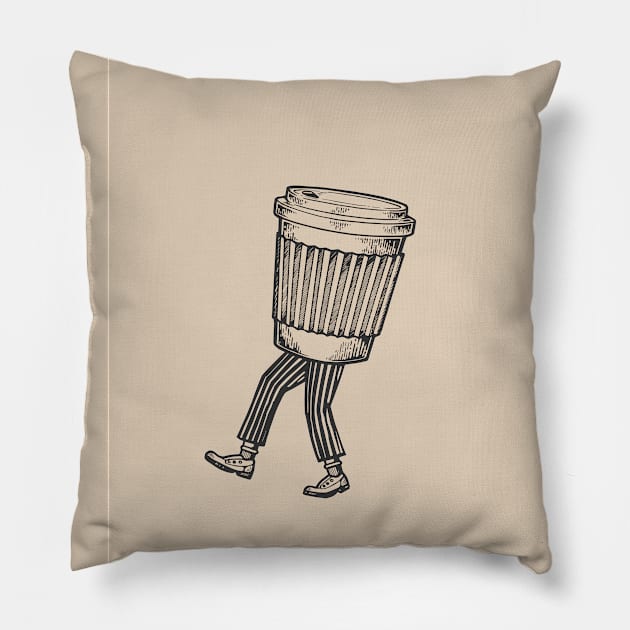 Walking Coffee Cup Pillow by calamarisky