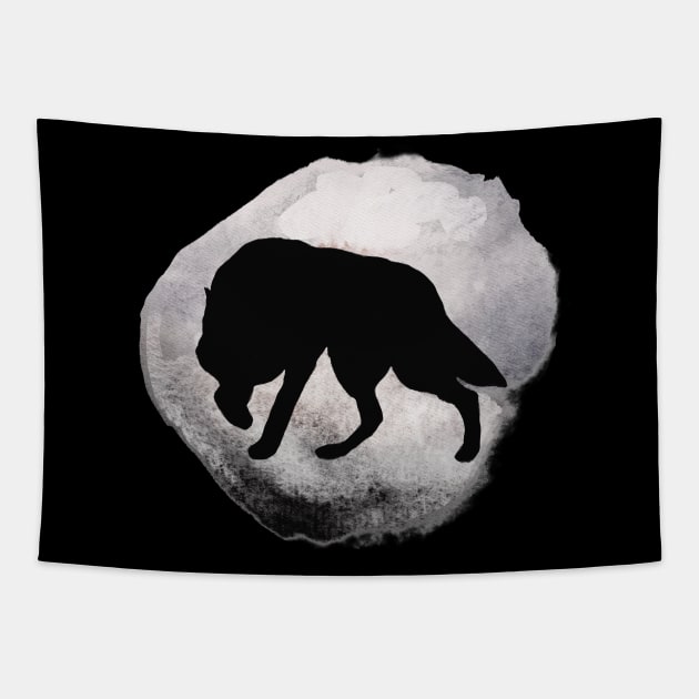 Lone Wolf Silhouette Tapestry by Whimsical Frank