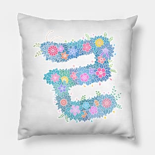 "ㄹ" Floral Letter Hangeul Pillow