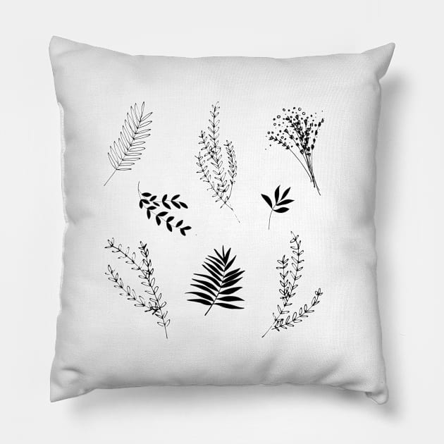 Simple Scandinavian Plant Pattern Pillow by A.P.