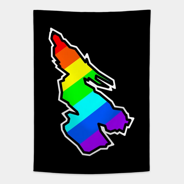 Salt Spring Island - Colourful Rainbow Silhouette - Gulf Islands Gift - Salt Spring Island Tapestry by Bleeding Red Paint