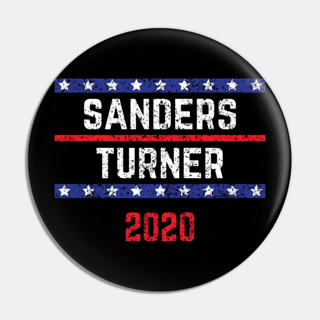 Bernie Sanders 2020 and Nina Turner on the One Ticket Vintage Distressed Pin by YourGoods