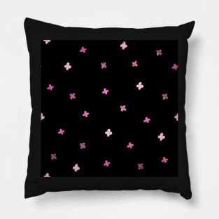 Simple Pink Flower Pattern on Black Pillow