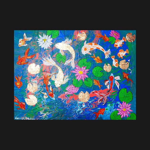 Beautiful Koi Fish and Waterlilies by Casimirasquirkyart