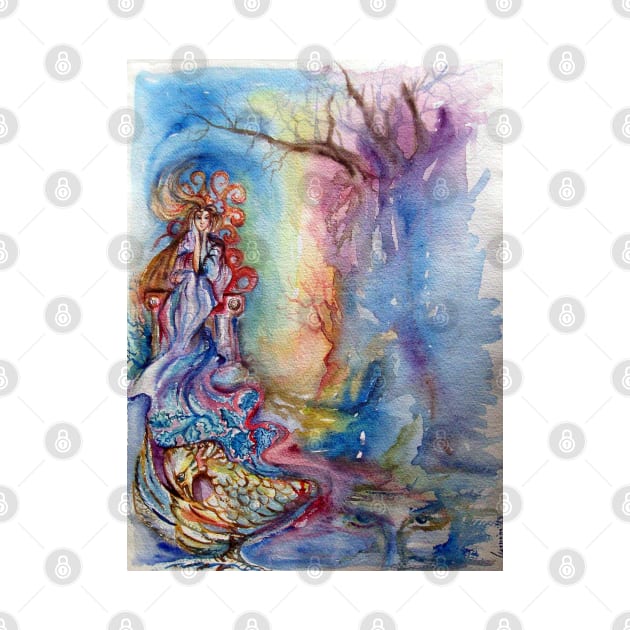 LADY OF THE LAKE  / Magic and Mystery Fantasy Watercolor by BulganLumini