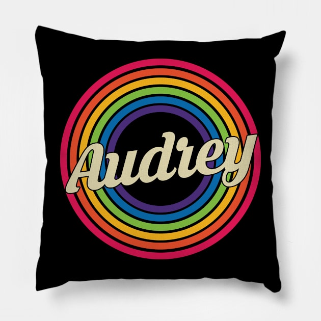 Audrey - Retro Rainbow Style Pillow by MaydenArt