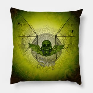 Awesome  creepy skull with wings Pillow