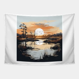 Golden Marsh Serenity Tapestry