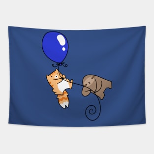 Balloon Sloth and Cat Tapestry