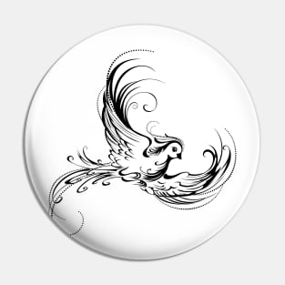 Stylized Bird on White Background Pin