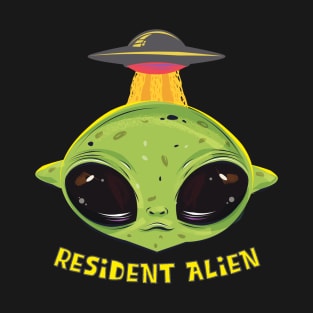 Resident Alien Head and UFO T-Shirt
