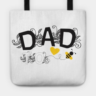 Dad to be | Pregnancy Announcement With Black Floral Typography and Yellow Heart And Bee Tote