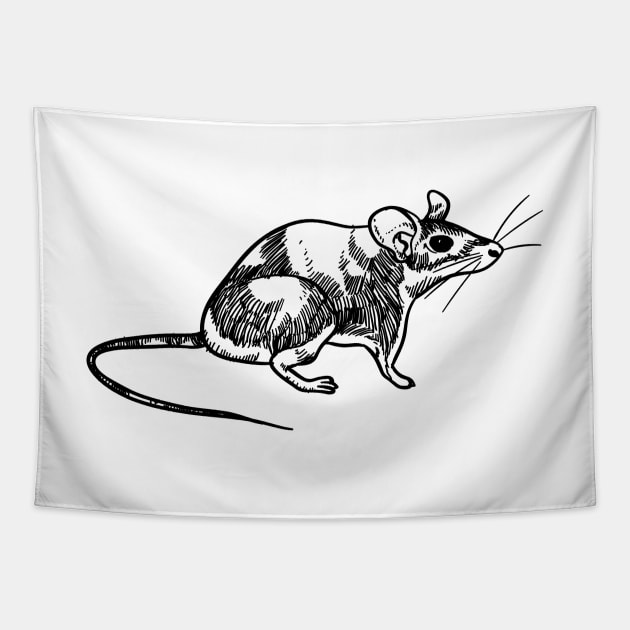 Rat Rodent Hand Drawn Tapestry by KC Happy Shop
