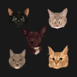 Cats and Dog Portraits T-Shirt