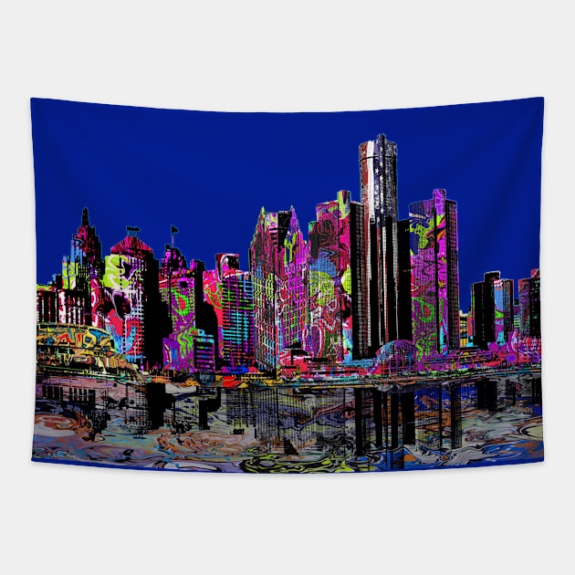 Detroit in graffiti Tapestry by rlnielsen4