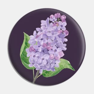 Purple Lilac Flower Watercolour Painting Pin