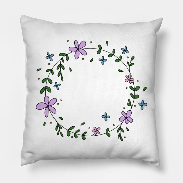 FLOWER WREATH Pillow by basiastachurska