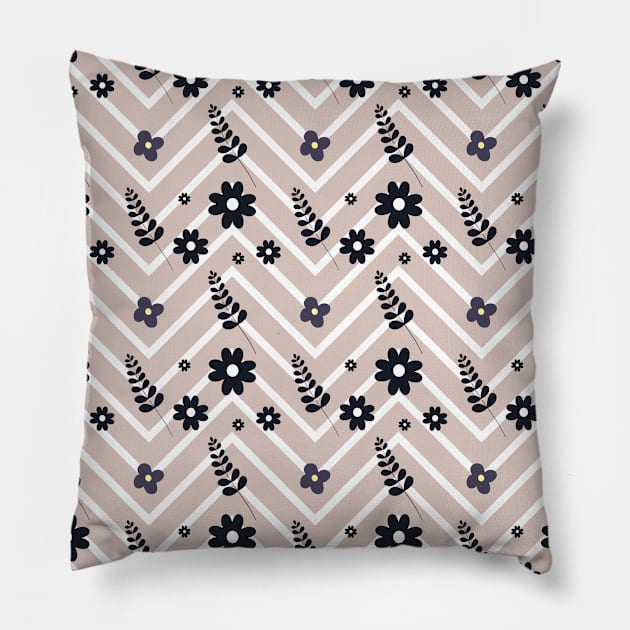 Mountain Ash Collection - Florals and Chevrons Pillow by Missing.In.Art