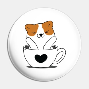 Cute Cat In Coffee Cup Pin