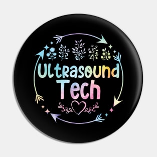 Ultrasound Tech cute floral watercolor Pin