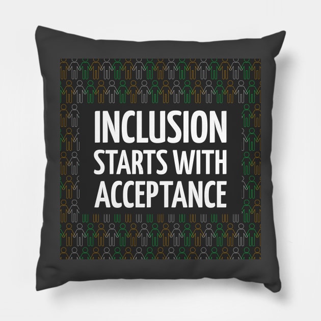 Awareness Inclusion Starts With Acceptance Pillow by Print Forge