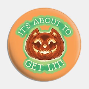 Get Lit Pumpkin Cat in orange Pin