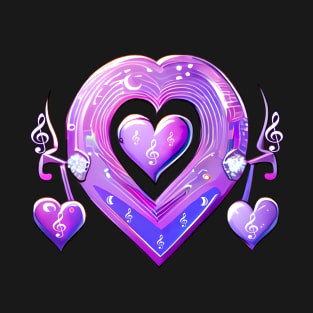 Purple hearts love and music T-Shirt