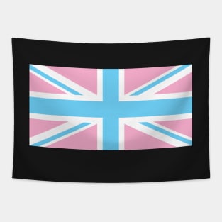 TRANSGENDER UK FLAG (UNION JACK) - PALE BLUE, WHITE AND PINK TRANSGENDER FLAG, INVERTED COLOURS Tapestry