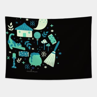 Magical Halloween | Luminous Green Palette Tapestry