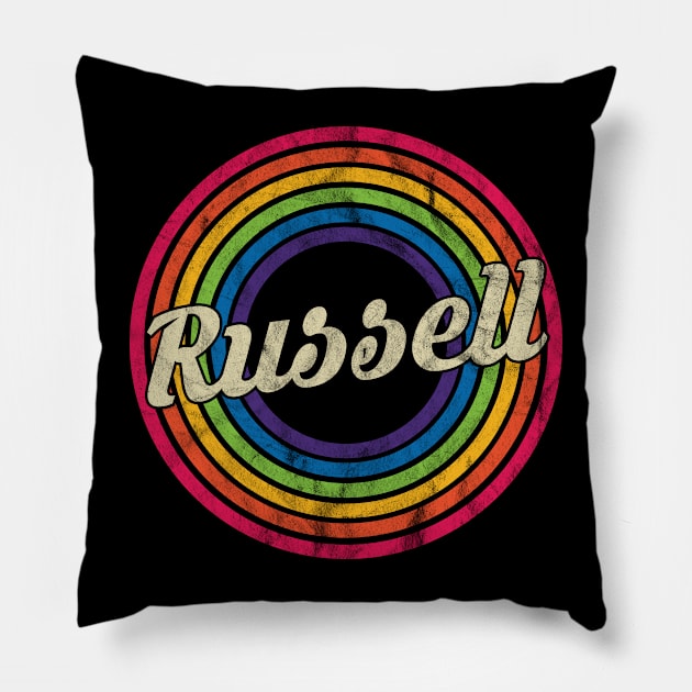 Russell - Retro Rainbow Faded-Style Pillow by MaydenArt