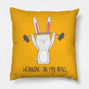 Working On My Buns, Funny Gym Rabbit Bunny Pillow