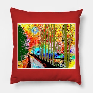 Fall foliage A Woodland Scene Painting Print Pillow